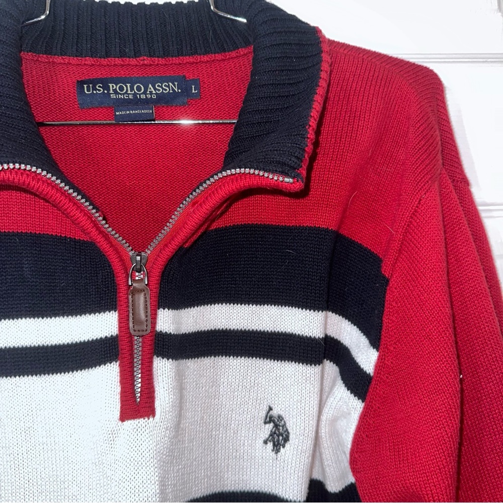 US POLO ASSN. LARGE QUARTER ZIP KNIT SWEATER
